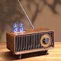 Miniatyrbild 5 av 6: AM FM Classic Retro Radio med Bluetooth högtalare, Vintage Wood Bordsradio med diskantkontroll för kök Vardagsrum med vridreglage