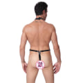 Miniatyrbild 3 av 5: Sexiga konstläder erotiska underkläder för män Svarta lackläder Bondage Binding Bodysuit Set Game Set
