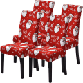 Miniatyrbilde 1 av 7: Jule Spisestuestoltrekk Sett med 4, Stretch Xmas Parsons Stoltrekk Setebeskytter Vaskbart Spandex Kjøkkenstoltrekk for Spisestue, Chris