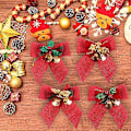 Miniatyrbild 3 av 3: Christmas rosetter klockor 8cm skotsk rosett Jul säckväv rosett Julgransdekorationer Julgransprydnad