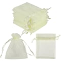 Miniatyrbillede 1 af 6: 100 stk. beige smykketaske snøre organza stofpose mini slikpose små gave smykker øreringe