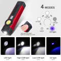 Miniatyrbillede 4 af 6: Multifunktionel COB arbejdslygte USB opladning rødt lys advarselslys LED lommelygte med magnet bærbar håndholdt vedligeholdelseslygte