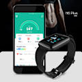 Miniatyrbilde 7 av 7: Smart armbånd meldingspåminnelse Fargeskjerm Hjertefrekvens Bluetooth bevegelsesmåler Smartklokke Svart