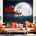 Miniatyrbild 3 av 5: Jultapet Vägghängande, Jultomten och Älg Gobeläng Estetisk Gobeläng Väggdekor för sovrum, vardagsrum, 59 X 79 tum (älg)