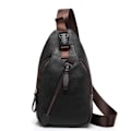 Miniatyrbillede 1 af 6: 1 stk. PU Læder Herre Brysttaske Mode Trend Skuldertaske Crossbody Taske Hængetaske Cykelrygsæk (Sort+Brun)