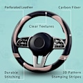 Miniatyrbild 3 av 5: Söt cover för kvinnor, kolfiber och perforerat läder med anti-slip gummiring, rattskydd för män, Universal Fit 14,5-