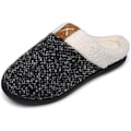Pikkukuva 2 / 5: Miesten Tohvelit Memory Foam Mukavat Pehmeät Pehmovuoratut Slip On Sisä- ja Ulkokäyttöön, Kotiin (Musta ja Valkoinen, 9-10)