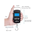 Pikkukuva 3 / 5: Elektroninen taustavalaistu LCD-näyttö digitaalinen riippuva vaaka postitukseen ja kalastukseen, jossa roikkuva koukkuvaaka ja mittanauha, 50 kg / 110 lbs.