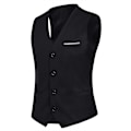 Miniatyrbillede 5 af 5: 3-delt herrejakkesæt Business Casual jakkesætsbukser vest (sort-L størrelse)