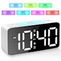 Miniatyrbild 1 av 8: Superhög väckarklocka för tunga sovande vuxna, digital klocka med 7-färgs nattljus, justerbar volym, dimmer, USB laddare, små klockor för sovrum vit