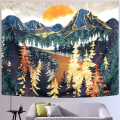 Pikkukuva 3 / 6: Vuoristomaisema Seinävaate Metsäpuut Taide Seinävaate Auringonlasku Tie Luontomaisemassa Kodin Sisustus Makuuhuoneeseen (130 x 150 cm)