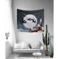 Miniatyrbild 3 av 5: Färgglada Stjärnor Jul Flygande Släde Design Väggtapet Polyester Tyg Snö Väggtyg Sovrum Vardagsrum Gobeläng 130*150CM