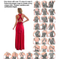Miniatyrbilde 4 av 5: Konvertibel Multi Way Wrap Maxi Kjole for Kvinner Gresk Aften Lang Kjole (Mursteinsrød-M)