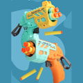 Miniatyrbild 1 av 3: 2 set manuell skjutleksak Foam Blaster Battle Toy Guns med 5 sugkoppskulor EVA-Foam Play Utomhus inomhusleksak för pojkar 5+