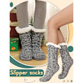 Miniatyrbild 2 av 6: Dam Fuzzy Slipper Socks Fluffy Cozy Cabin Vinter Varm Fleece Plyschstickad med grepp Halkfria strumpor