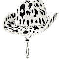 Miniatyrbillede 1 af 3: Ko-print, Hvid/Sort - Western-tema, Wild West-fest, Cowboyhat (One Size)