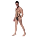 Miniatyrbild 5 av 5: Sexiga konstläder erotiska underkläder för män Svarta lackläder Bondage Binding Bodysuit Set Game Set