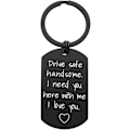 Miniatyrbild 1 av 6: Drive Safe nyckelring för pojkvän - Drive Safe Handsome Jag behöver dig här med mig nyckelring Födelsedag Alla hjärtans dag gåvor för honom pojkvän a svart