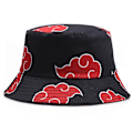 Miniatyrbild 1 av 5: Anime Naruto Akatsuki Red Cloud Bucket Hat Unisex Män Kvinnor Fiskare Fiskare Strand Cap