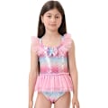Miniatyrbillede 1 af 2: Piger Børn 1-delt Flæse Mermaid Style Badedragt til Strand, Sommer Badedragt Ferie Strandtøj (pink-S 110-120)