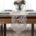 Miniatyrbilde 3 av 5: Bordløper Kommode Skjerf Makrame Brodert Bordløper med Utsøkt Blomst Vintage Shabby Chic for Bryllup Ferie Spisestue (Champagne, 10 x