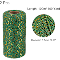 Miniatyrbild 2 av 5: 2 stycken repförpackning repförpackning bomullsrep 100M/109 yards grönt och guld presentförpackningsrep, julrep