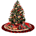Miniatyrbild 2 av 5: Volang julgranskjol Rustik bondgårdsträdkjol för julfest inomhus utomhussemester (röd+svart)