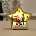 Miniatyrbilde 1 av 3: Juletrepynt i tre med lys, stjerne, julenisse, snømann, reinsdyr, lysende dekorasjon (b)
