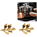 Miniatyrbild 6 av 6: Servettringar Blad Metall Servettknapp för jul Thanksgiving Fester Bröllopsprydnad Bordsdekoration Guld 6ST Servettringar