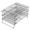 Miniatyrbillede 7 af 7: Non-stick koldtørringsnet kagerist bageværktøj brødtørringsnet rist fortykket sort kage upside down rist foldbar trelags kølerist
