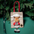 Miniatyrbillede 2 af 6: Julegavepose Tote Bag Lange Ben 3D Figurine Jule slikpose Børns Julegaver (Jule Elk)