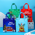 Miniatyrbilde 1 av 5: 10 stk. kreative trykte juleserie tote bag multi-c