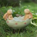 Miniatyrbilde 1 av 7: Lattermild Kaninunger Vugger i en Påskeegg Vugge Vår Påskepynt Vintage Rustikk Landstil Kaniner Kanin Figur Statue (Kaniner i en Vugge)