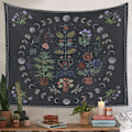 Miniatyrbild 3 av 5: Växttapet, Natur Månfas Gobeläng Vägghängande, Bohemian Mandala Gobeläng Estetisk rumsinredning, Botaniska Gobelänger Lämpliga för sovrum Dor