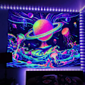 Miniatyrbild 4 av 5: UV ljus gobeläng Färgglad planet heminredning fest självlysande gobeläng 130x150cm