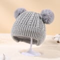 Miniatyrbillede 5 af 6: Strikket fleece-hue til børn, varm babyhue (grå)