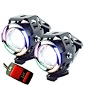 Miniatyrbillede 1 af 5: Todelt elektrisk motorcykel ombygget forlygte LED ekstern eksplosiv flash fjernlys RGB laser pistol U7 farverig spotlight