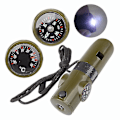 Miniatyrbild 1 av 2: Sju-i-ett Whistle Multifunktion Överlevnadskompass Överlevnad Utomhus Whistle Compass Termometer