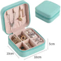 Miniatyrbild 4 av 5: 2022 Bärbar smyckeskrin Organizer Display Resesmyckenaskar Case Knapp Läder Förvaring Dragkedja Juvelerare Blå