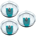 Miniatyrbild 1 av 7: 30 oz glaslock med extra 3 silikonringar, utbyte av glasskydd 3-pack spillsäkert stänksäkert resemugg lock med halmhål Blå