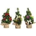 Miniatyrbild 1 av 5: 3 stycken konstgjord minijulgran med ornament - perfekt juldekoration för bord och skrivbord, liten 8 tum/20 cm hög jul tall Tr