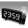 Miniatyrbild 1 av 6: Projektionsklockradio, 180° takprojektionsväckarklocka, USB FM digital klocka med dubbla larm, insomningstimer, 12/24h, (vit)