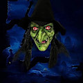 Miniatyrbild 4 av 5: Gammal kvinna häxa mask Halloween skrämmande kostym skrämmande part cosplay dekoration tillbehör
