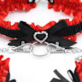 Miniatyrbild 3 av 6: Spetskrage Justerbart Halsband Halskrage Bell Tofs Kedja Sele Bälte Sex Fun Sm Leksaker Herr Damer 1 Styck Röd