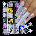 Miniatyrbild 2 av 7: Holografiska Snöflingor Jul Nageldekorationer 3D Jul Nagelpaljetter Snöflinga Nagelpaljetter Stjärnpaljetter DIY Laser Manikyr Tillbehör fo