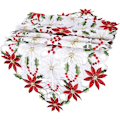 Miniatyrbilde 2 av 7: Broderte julebordløpere Julestjerne Kristtornblad Bordtekstiler for julepynt 36,8 x 175,3 cm