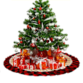 Miniatyrbild 1 av 5: Volang julgranskjol Rustik bondgårdsträdkjol för julfest inomhus utomhussemester (röd+svart)