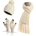 Miniatyrbild 1 av 5: Färgglad mössa Scarf Touch Screen Handskar Set med Pom för kvinnor