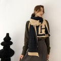 Miniatyrbillede 1 af 5: Cashmere Tørklæder, Varme Farveblok Tørklæder til Kvinder, Medium Længde, Dobbeltsidede Aircondition Tørklæder (Sort)