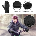 Miniatyrbild 4 av 6: Barn Vintersport Cykelhandskar, Thermal Fleece Foder Vindtät Vattentät Anti-Slip Touchscreen Handskar, Storlek M